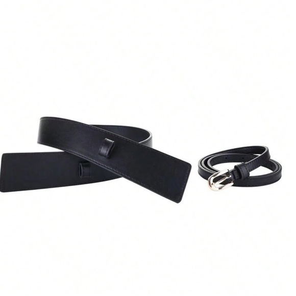 Luxe Vegan Leather Skinny Wide Belt Set - Picture 5 of 9
